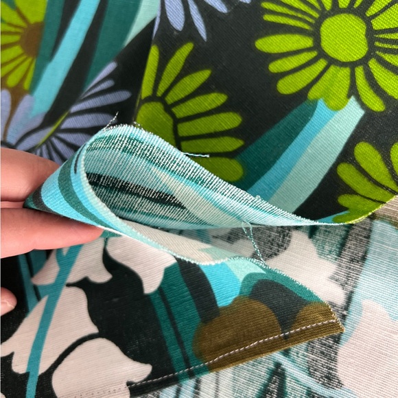 Vintage turquoise fabric design Louise Carling Sweden. Rare 70s retro fabric - Picture 7 of 7